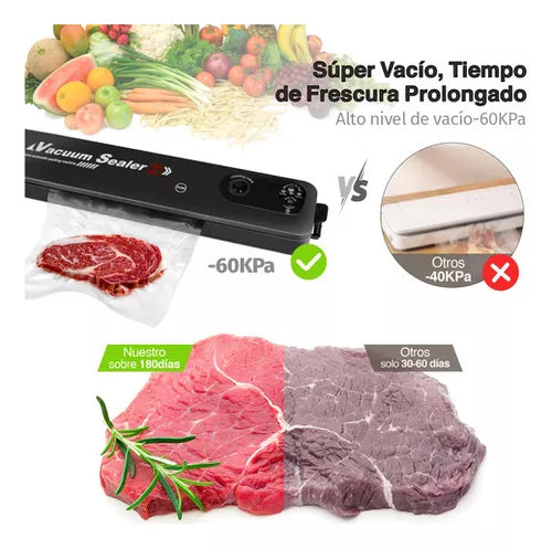 ¡ Conserva tus alimentos frescos por más tiempo con la Selladora al Vacío Vacuum Sealer ! 🍎🥩  ¡Fácil de usar, compacto y con resultados profesionales!👨‍🍳